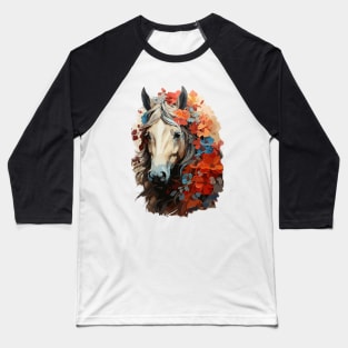 Horse Adorned with Colorful Flowers  Style  Kentucky Derby Baseball T-Shirt